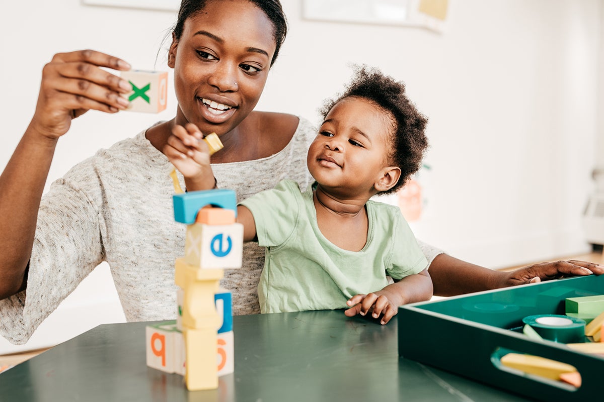 Child playing with blocks.