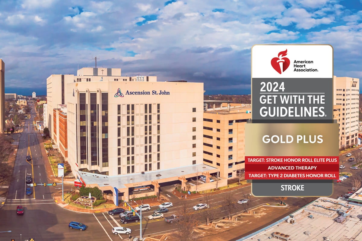Ascension St. John Medical Center received the American Heart Association's Stroke GOLD PLUS with Target award for stroke care.